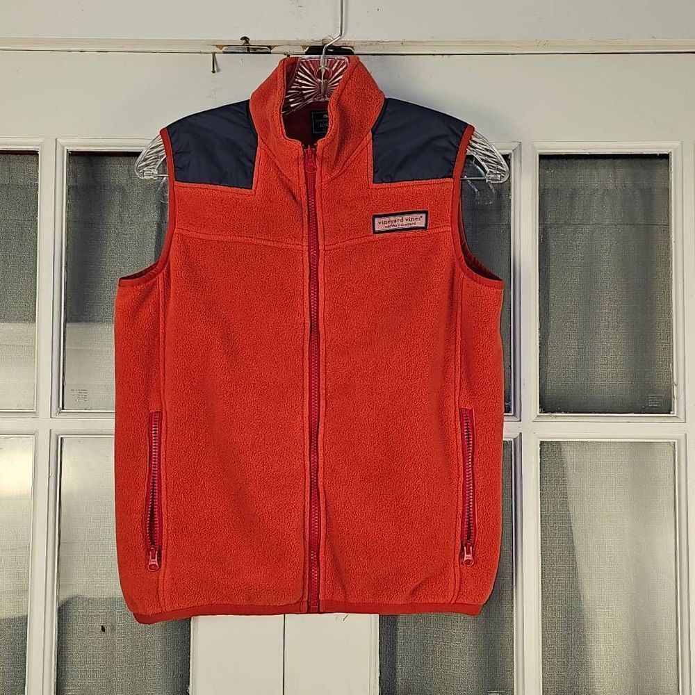 Vineyard Vines Boys Red Navy Blue Fleece Vest XL 16 18